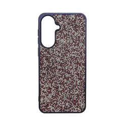 Capa de Silicone Dura de Designer com Cristais de Diamante para Samsung Galaxy A37 Lilás